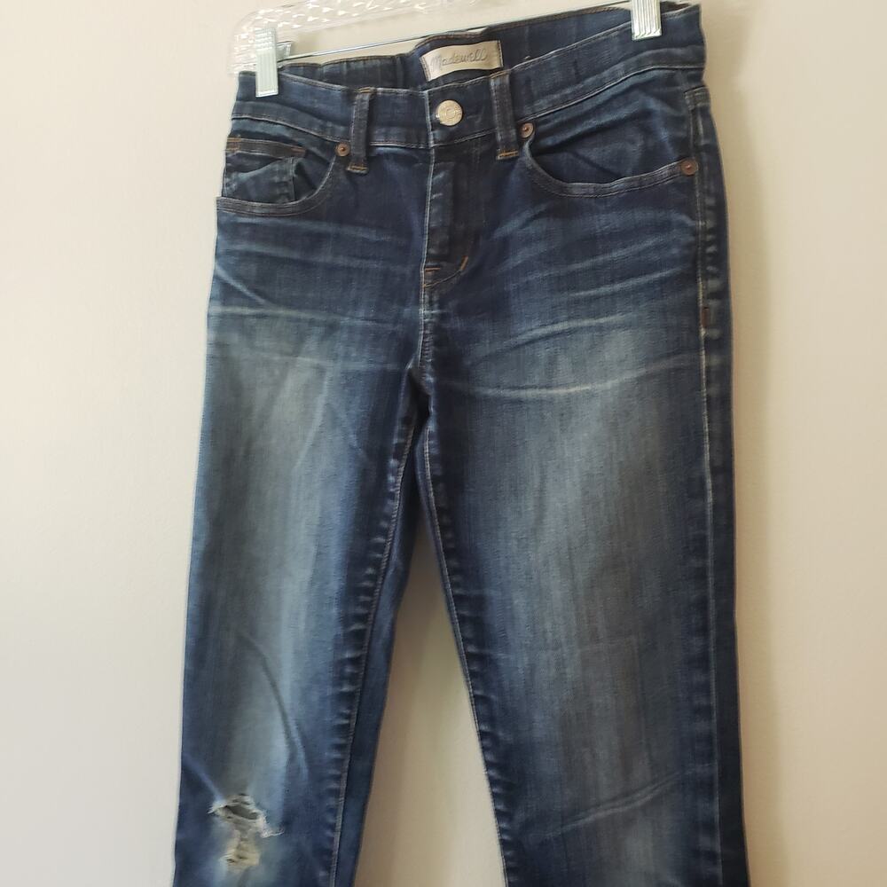 Madewell Skinny Skinny Jeans Dark Wash Distressed Size 28 - Picture 3 of 8